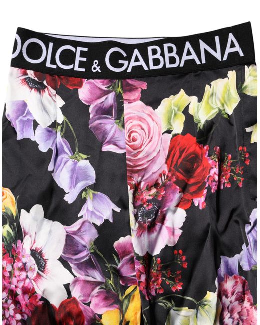 Dolce & Gabbana Red Floral Legging Stretch Waist Pants