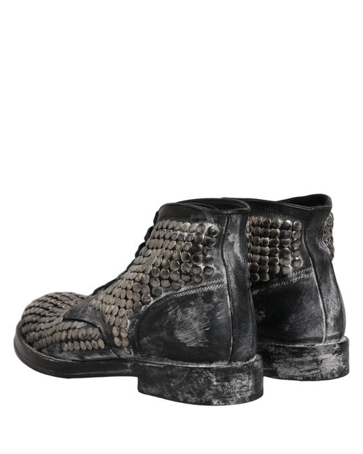 Dolce & Gabbana Black Leather Runway Studs Ankle Boots Shoes for men