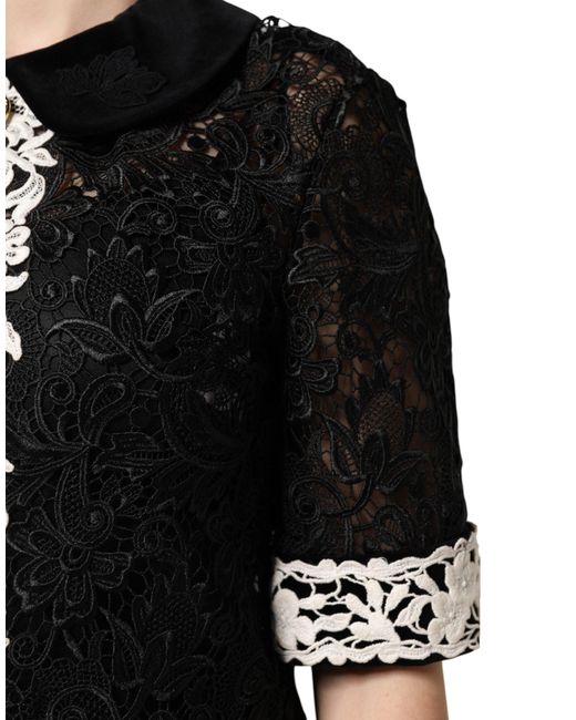 Dolce & Gabbana Black Floral Lace Embellished Mini Dress for men