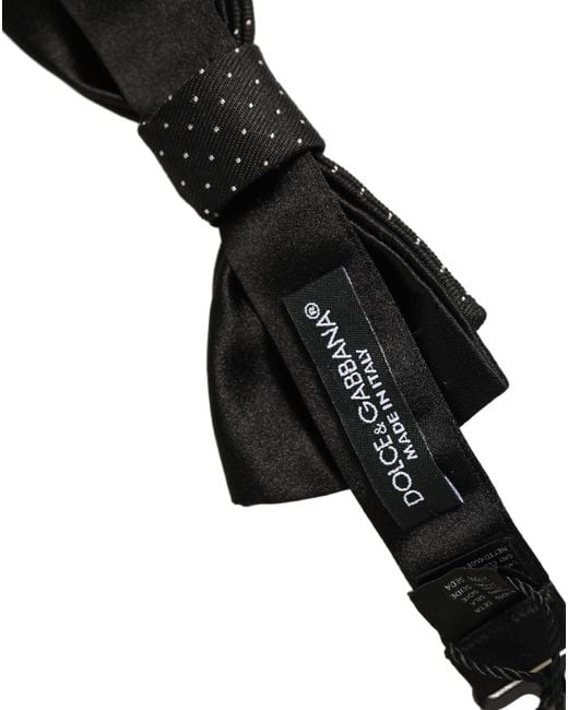 Dolce & Gabbana Men Black Dg Polka Dot Adjustable Neck Papillon Bow Tie for men