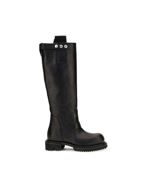 Rick Owens Black Calf Leather Bos Taurus Rain Boots
