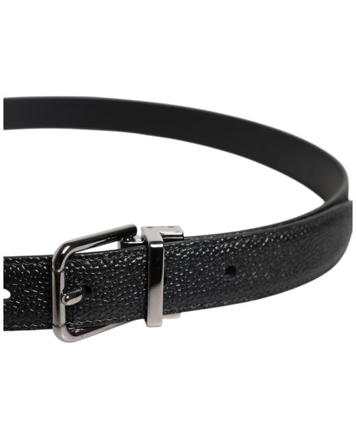 Dolce & Gabbana Black Calf Leather Classic Metal Buckle Belt for men