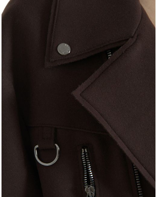 Dolce & Gabbana Black Coat Short Biker Wool Jacket