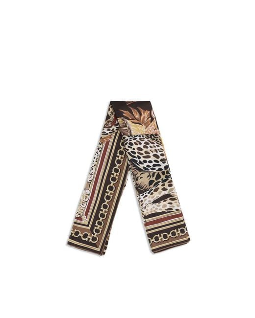 Ferragamo Brown Multicolor Silk Foulard