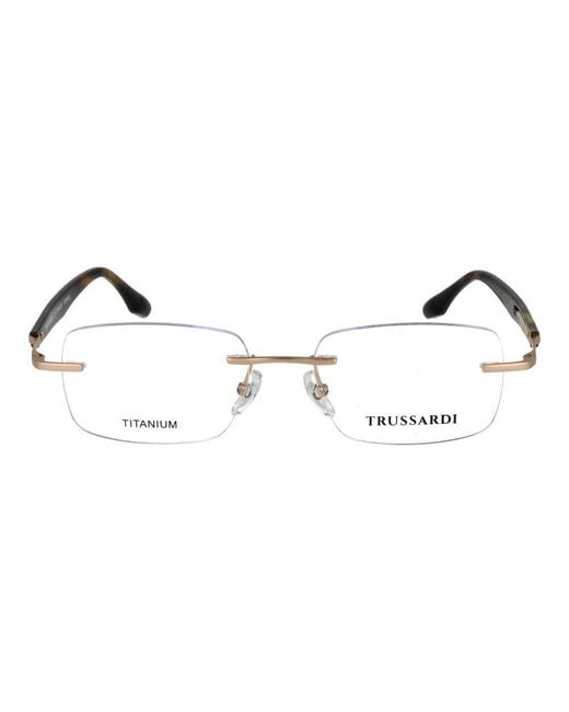 Trussardi Metallic Gold Stainless Steel Glasses (frames) for men