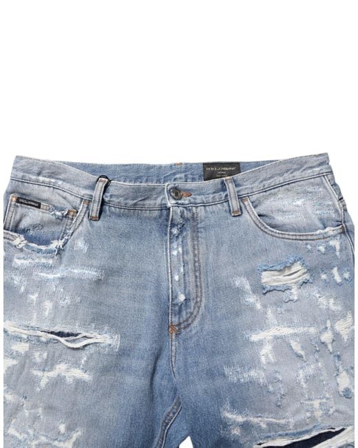 Dolce & Gabbana Blue Distressed Denim Jeans for men