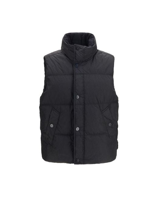 Stone Island Blue Black Goose Down Sleeveless Jacket for men