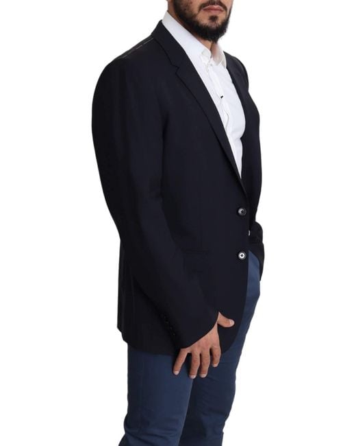 Dolce & Gabbana Blue Wool Stretch Coat Martini Blazer for men