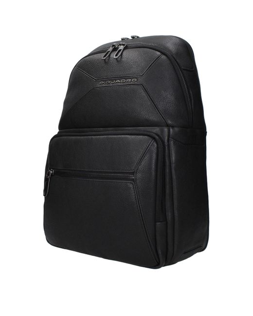 Piquadro Black Leather Backpacks for men