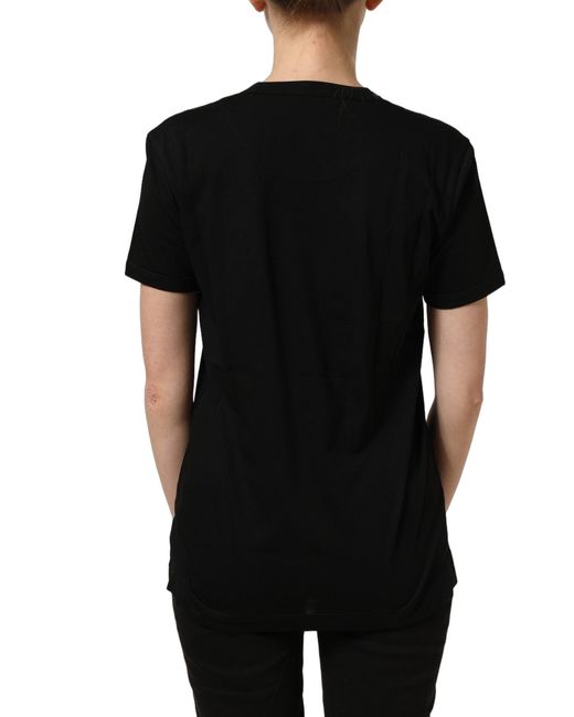 Dolce & Gabbana Black Cotton Crew Neck Short Sleeves T