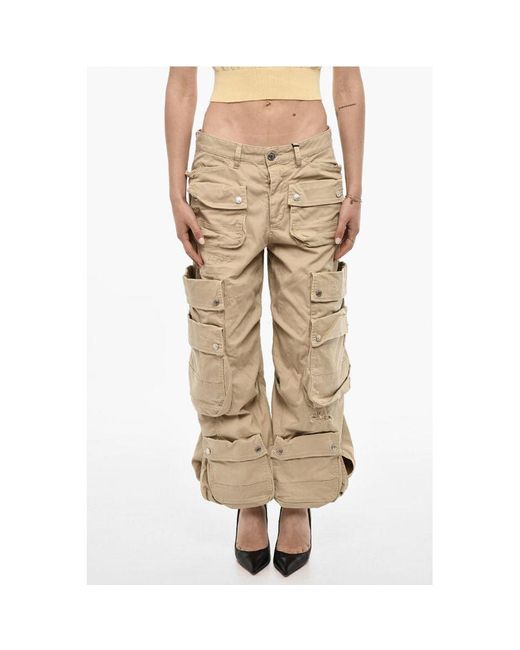 DSquared² Natural Distressed Cargo Pants With Logo Buttons