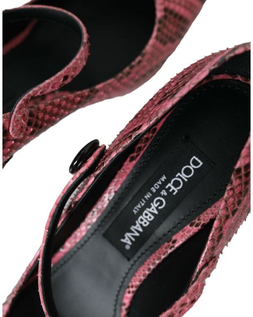 Dolce & Gabbana Pink Python Leather Mary Jane Heels Shoes