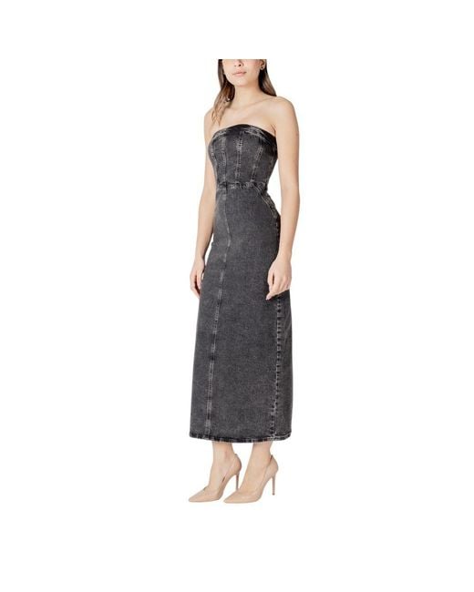 Ichi Black Cotton Midi