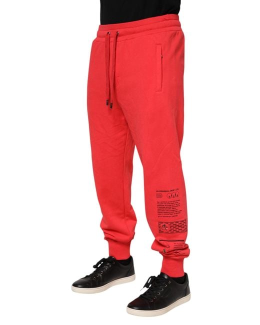 Dolce & Gabbana Red Cotton Men Jogger Sweatpants Pants for men
