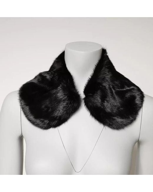 Dolce & Gabbana Black Fur Shawl Neck Wrap Cover Collar Scarf