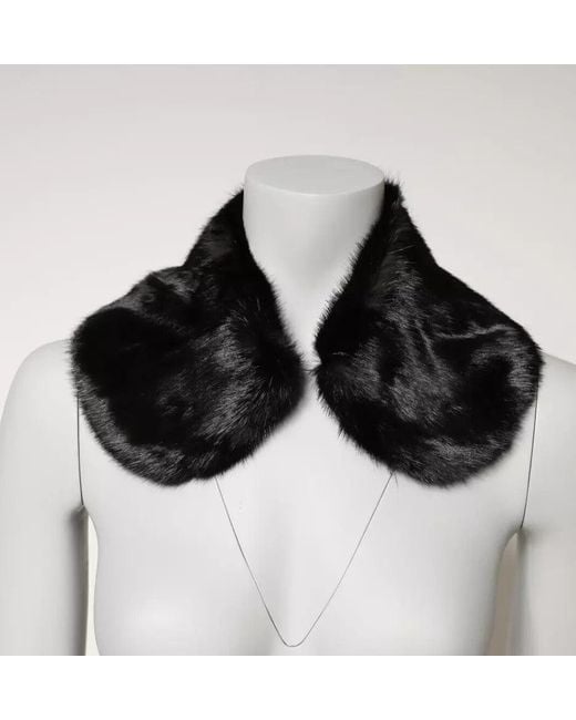 Dolce & Gabbana Black Fur Shawl Neck Wrap Cover Collar Scarf