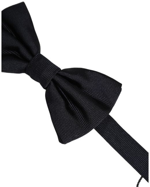 Dolce & Gabbana Men Black 100% Silk Adjustable Neck Papillon Bow Tie for men