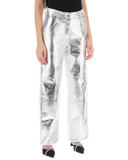 Interior White Sterling Pants In Laminated Leather