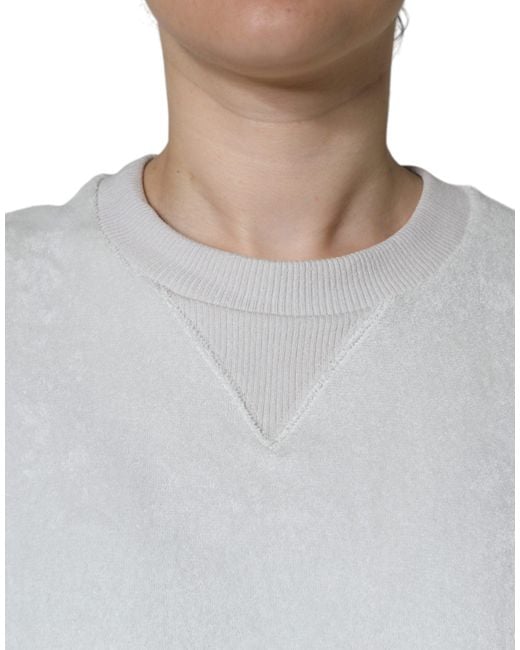 Dolce & Gabbana Gray Nylon Stretch Crew Neck Pullover Sweater