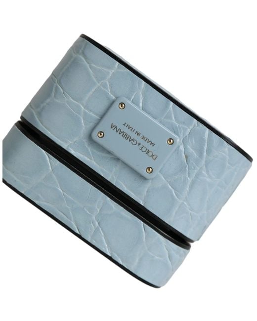 Dolce & Gabbana Blue Leather Metal Logo Plaque Airpods Case