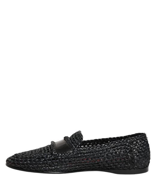 Dolce & Gabbana Black Woven Raffia Slip On Loafers Shoes for men