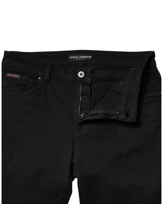 Dolce & Gabbana Black Cotton Mid Waisted Skinny Denim Jeans for men