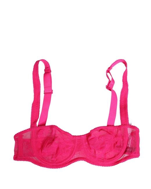 Dolce & Gabbana Pink Lace Mesh Underwire Balconnet Bra Underwear Elastane Nylon Clothing