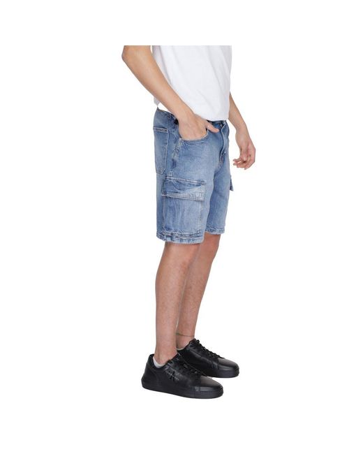 Antony Morato Blue Cotton Short for men