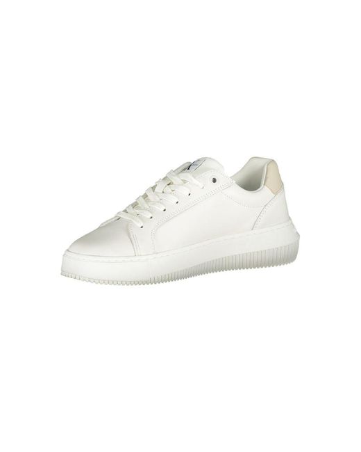 Calvin Klein White Chic Lace-Up Sneakers With Contrast Details
