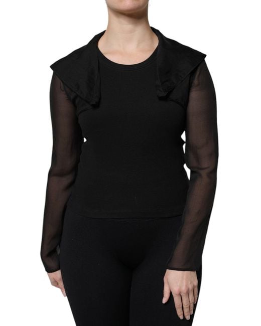 Dolce & Gabbana Black Silk Sheer Long Sleeves Blouse Top for men