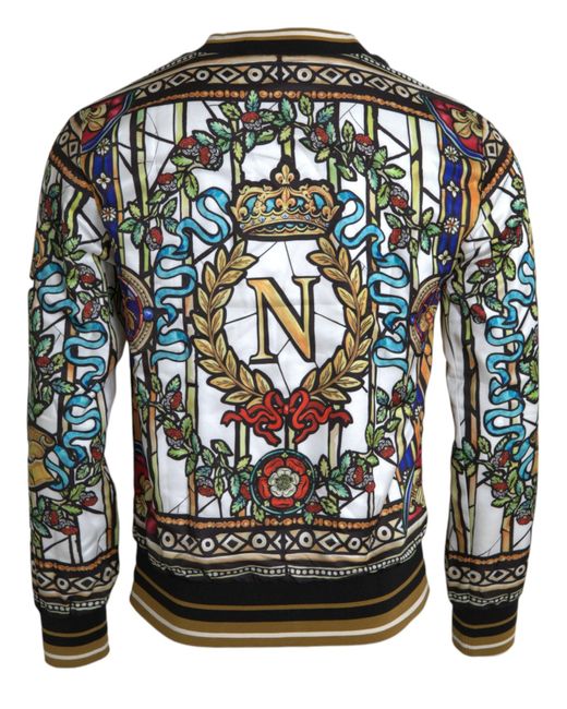 Dolce & Gabbana Black Napoleon Print Crew Neck Pullover Sweater for men
