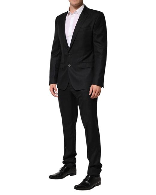 Dolce & Gabbana Men's Black Jacquard Single Breasted 2 Piece Suit