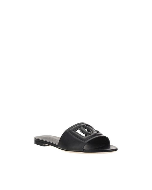 Dolce & Gabbana Multicolor Black Calf Leather Bos Taurus Sandals