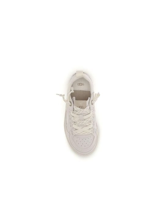 Ugg White Purple Calf Leather Bos Taurus Low Top Sneakers