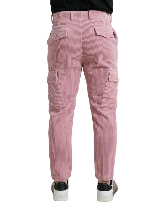 Dolce & Gabbana Red Corduroy Cotton Stretch Skinny Cargo Jeans for men