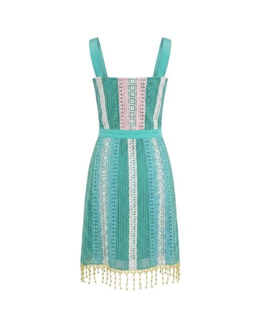 Trussardi Blue Green Cotton Dress