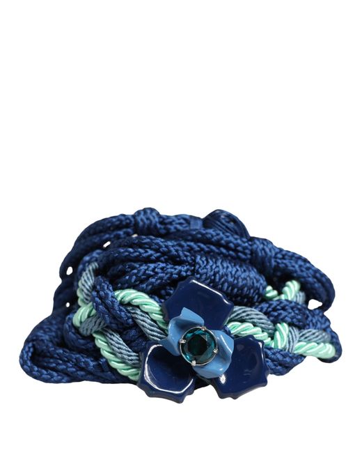 Roberto Cavalli Blue Multicolor Twisted Rope Chain Buckle Waist Belt