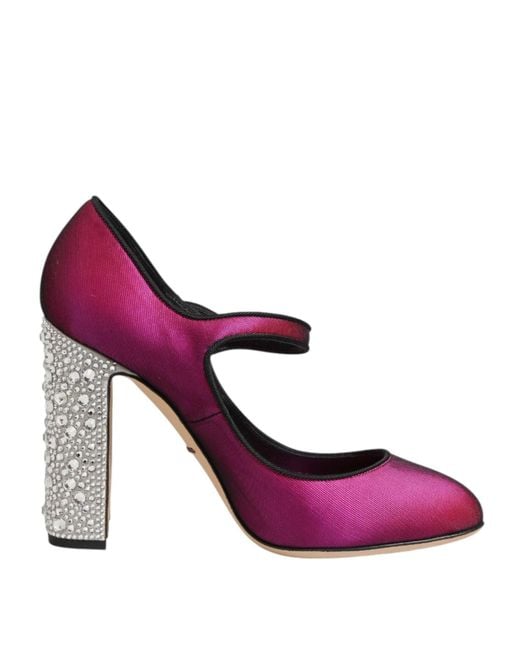 Dolce & Gabbana Purple Pink Strass Mary Janes Heels Pumps Shoes