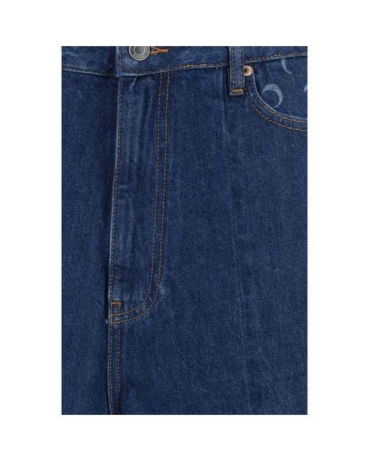 MARINE SERRE Blue Cotton Bermuda Shorts