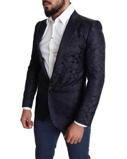 Dolce & Gabbana Blue Elegant Silk Blend Martini Blazer for men