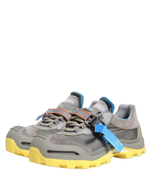 Dolce & Gabbana Gray Airmaster Panelled Low Top Sneakers Shoes Nylon Suede for men
