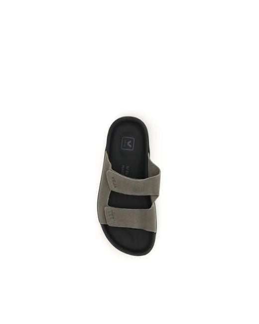 Veja Black Bicolor Calf Leather Bos Taurus Flat Sandals