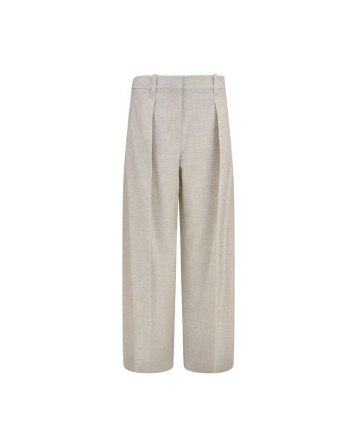 Brunello Cucinelli Gray Beige Wool Oves Aries Dress Pants