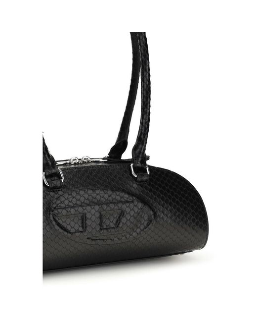DIESEL Black Calf Leather Bos Taurus Shoulder Bag