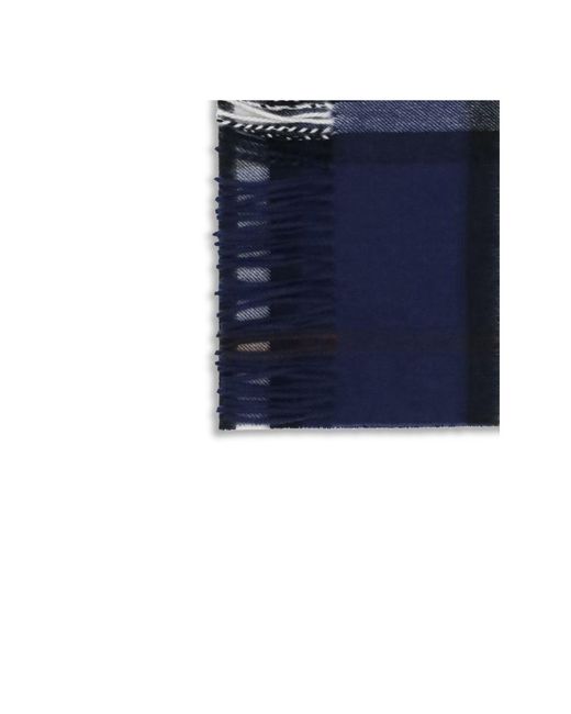 Burberry Blue Cashmere Check Pattern Scarf for men