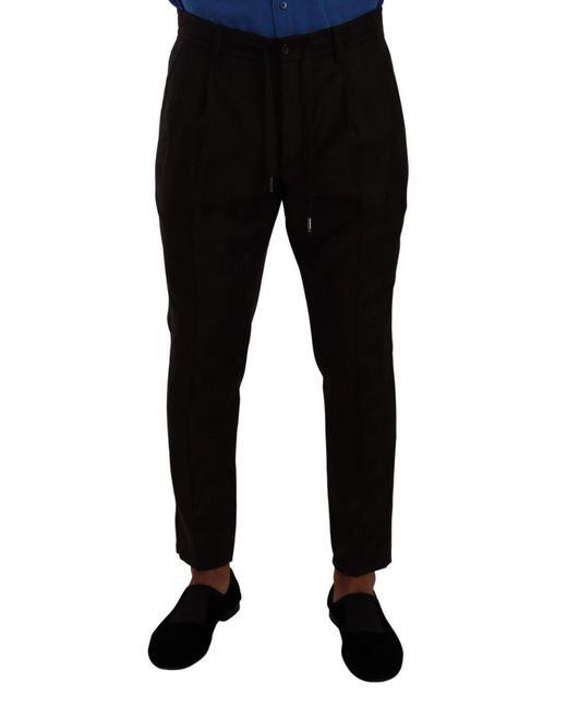 Dolce & Gabbana Black Bordeaux Wool Skinny Trouser Pants for men