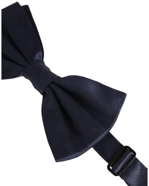 Dolce & Gabbana Dark Blue 100% Silk Adjustable Neck Papillon Bow Tie for men