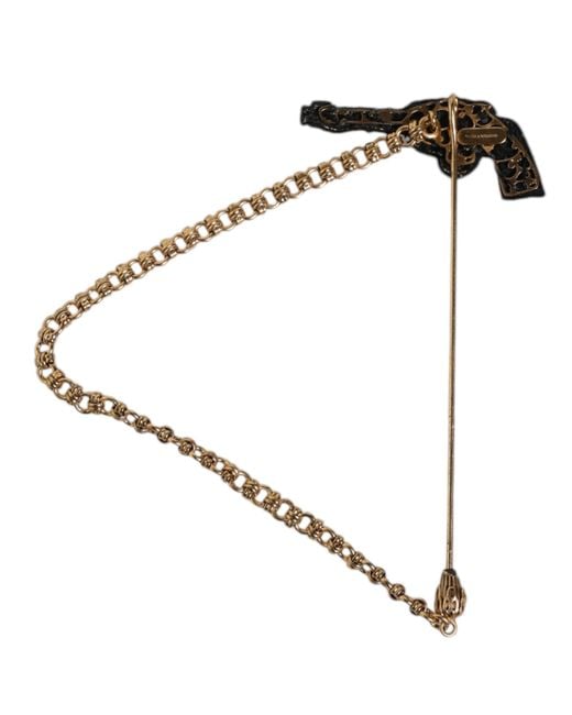 Dolce & Gabbana Natural Brass Copper Revolver Brooch Lapel Pin for men