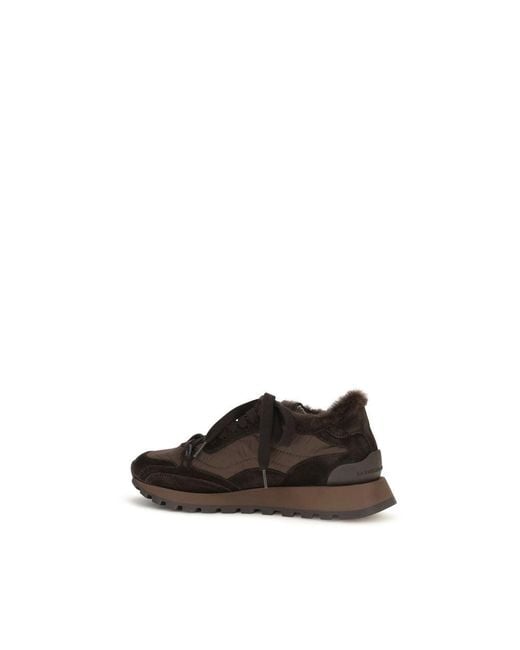 Brunello Cucinelli Black Calf Leather Bos Taurus Athletic Sneakers
