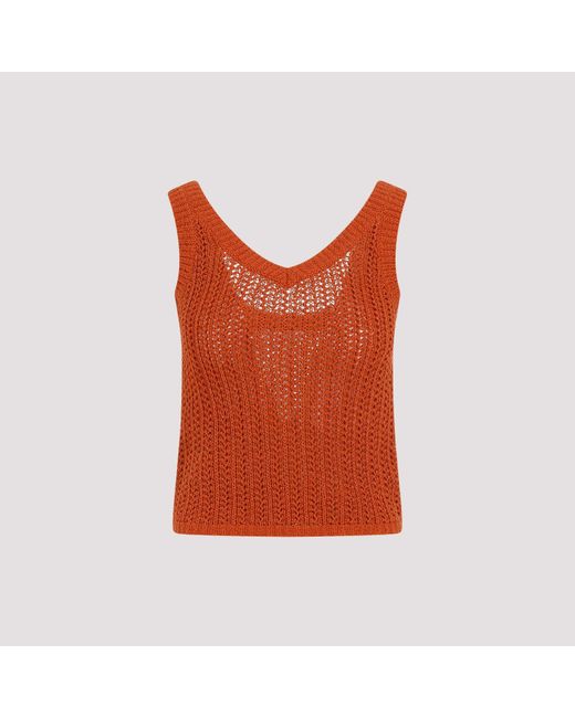 Max Mara Orange Arrigo Crochet Cotton Top